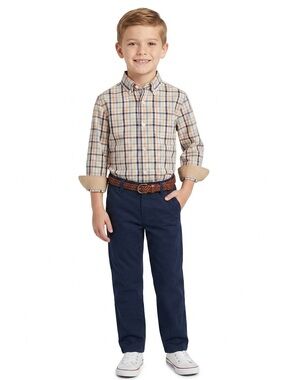 Izod Boys' Plaid Button-Down Shirt Sz 7 Blue Green Yellow Orange Cotton Blend